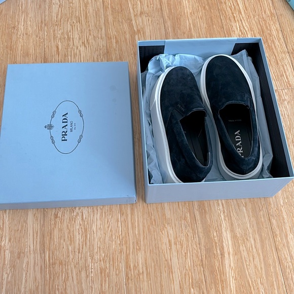 Prada navy blue slip ons new with box - Picture 1 of 5